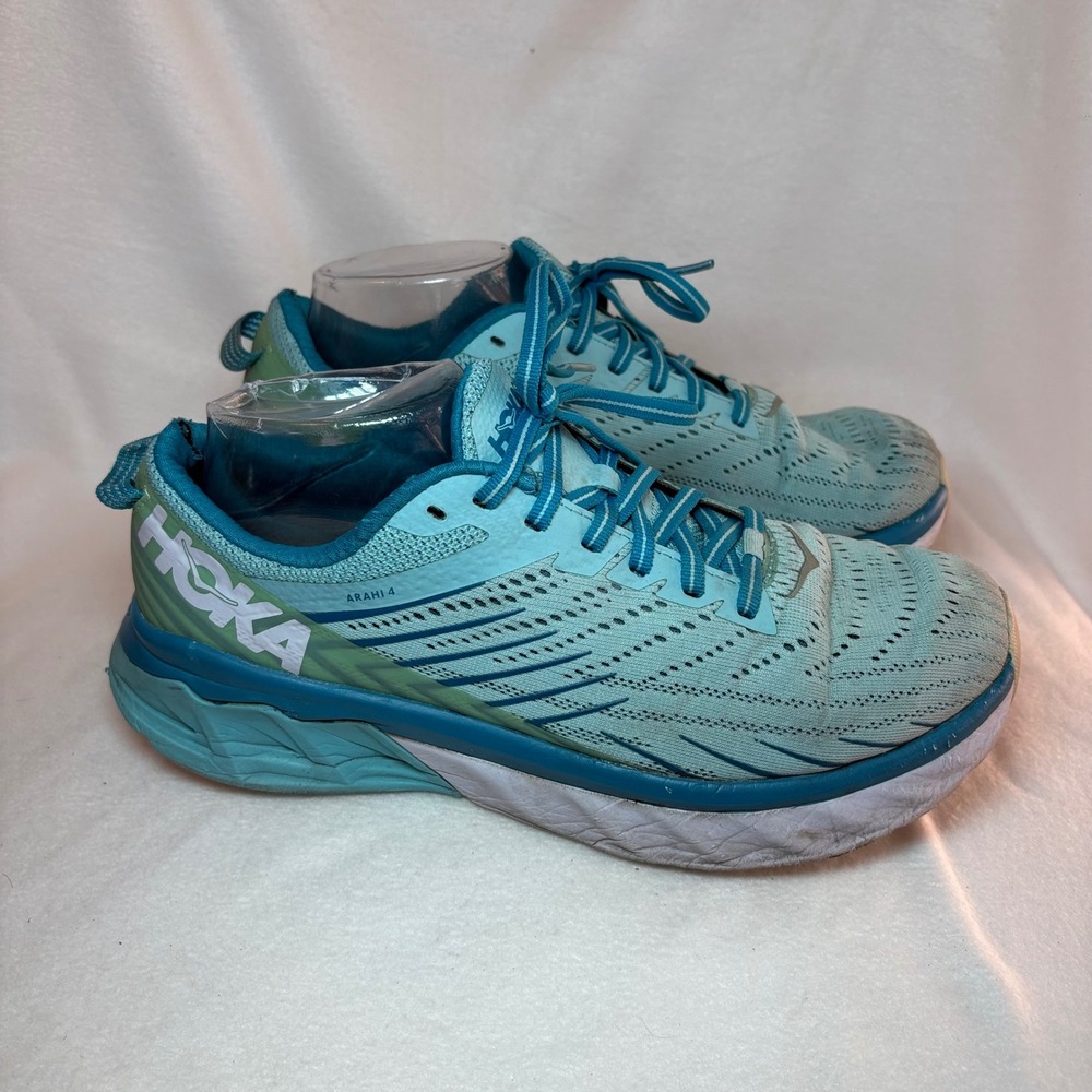 Hoka One One Arahi 4 Women Running Shoes Blue Green Stability Sneakers Size 8.5
